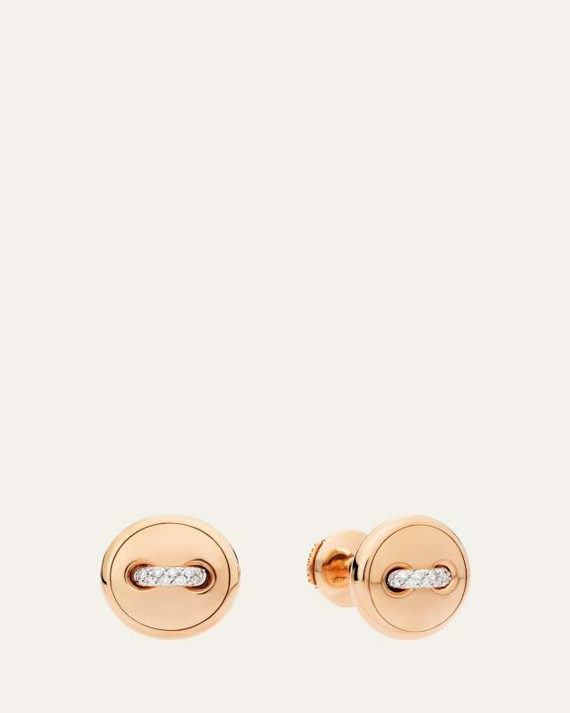 Pom Pom Dot 18K Rose Gold Diamond Button Earrings